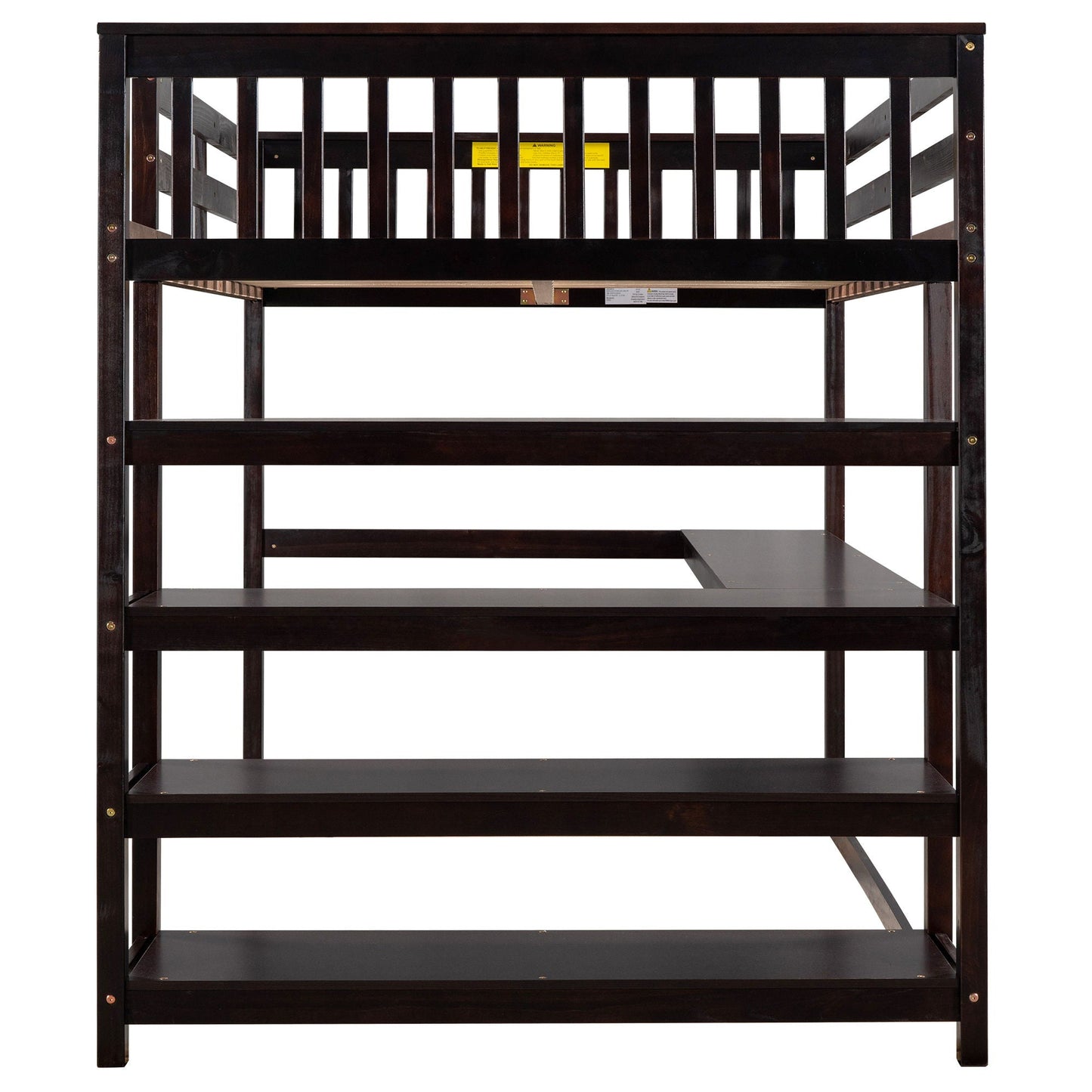 Loft Bed With Storage Shelves And Under Bed Desk
