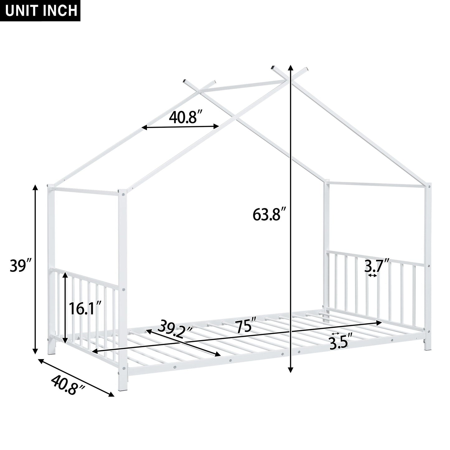 Metal House Platform Bed With Modern Design And Durable Frame