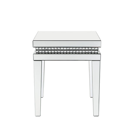 Lotus - 20" End Table - Mirrored & Faux Ice Cube Crystals