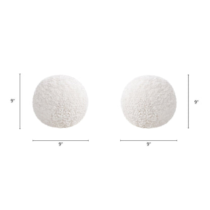 Ayla - Round Sphere Accent Ball Throw Pillow - Curly White