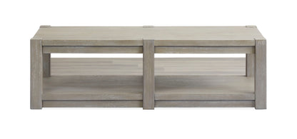 Burgess - Rectangular Shelf Cocktail Table With Casters - Calico Gray