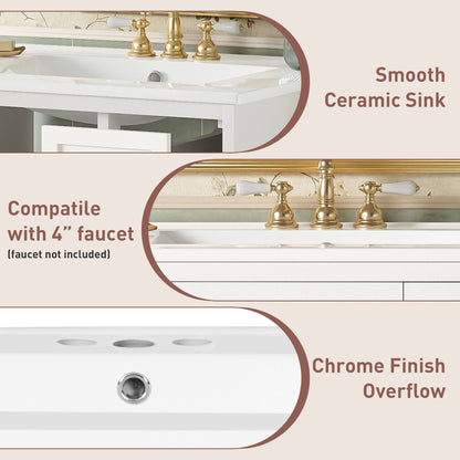 Wall-Mounted Bathroom Vanity Set With Sink, 2 Drawers And Soft-Close Door