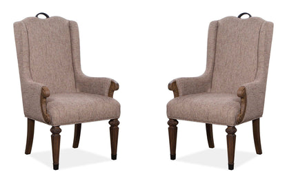 Durango - Wood Upholstered Host Arm Chair (Set of 2) - Willadeene Brown