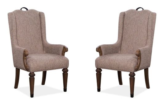 Durango - Wood Upholstered Host Arm Chair (Set of 2) - Willadeene Brown