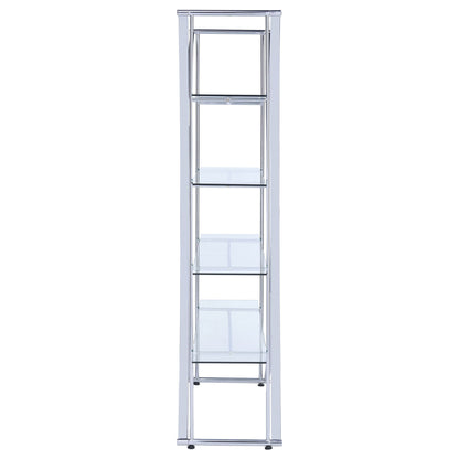 Larson 73-inch 4-shelf Glass Bookshelf Chrome