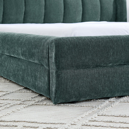 Modern Upholstered Bed Frame With Thick Fabric And Headboard