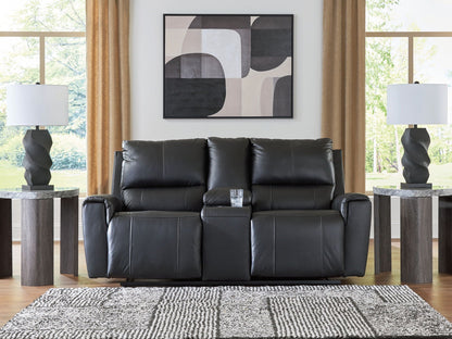 Glossmore - Reclining Loveseat With Console - Black