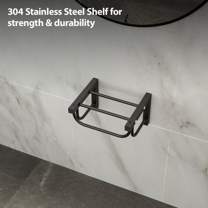 Rectangular Bathroom Sink With Towel Bar & Faucet Hole, Wall Mounted - White