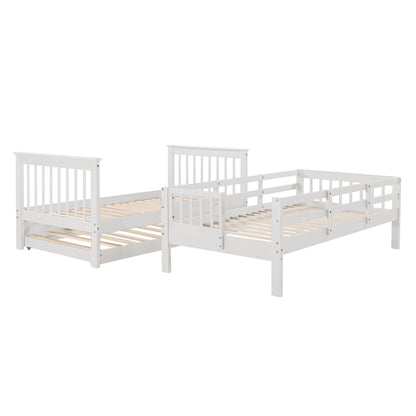 Stairway Bunk Bed With Storage And Guard Rail For Bedroom