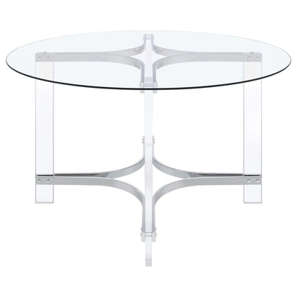 Keeling 5-piece Round Glass Top Acrylic Dining Set Chrome