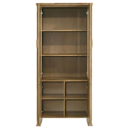 Adina 77-inch Tall Display Cabinet Distressed Light Brown