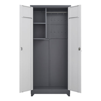 Outdoor Cabinet, Large Capacity Storage Vertical Tall Design With Shelves And Secure Lock