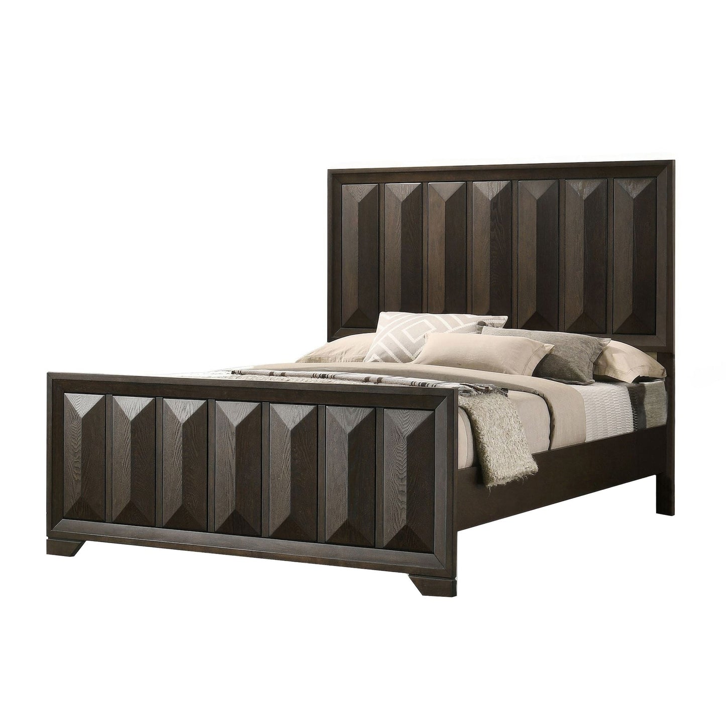 Modern Bed Panel Headboard With Vertical Faceted Design