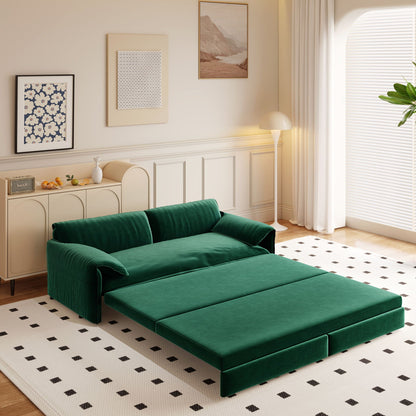 Queen Pull Out 3 In 1 Convertible Sleeper Sofa With Side Storage