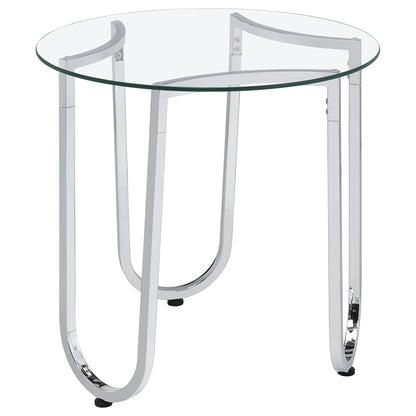 Beller 2-piece Round Tempered Glass Top Coffee Table Set Chrome
