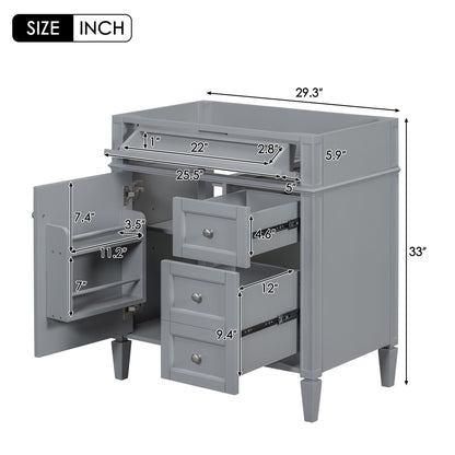 Bathroom Vanity With 2 Drawers And Tip-Out Drawer, Storage Cabinet