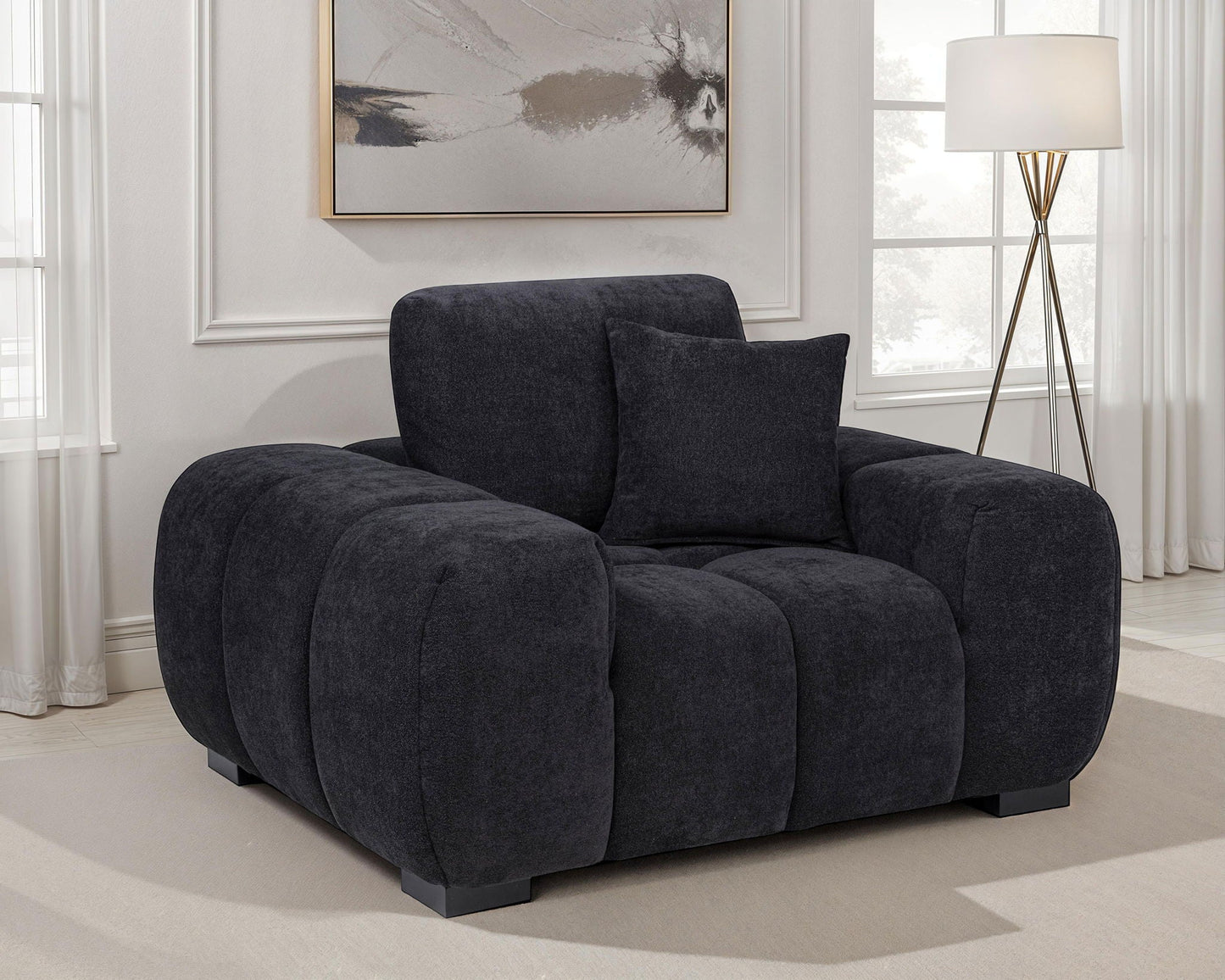 Octavia Upholstered Track Arm Accent Chair Black