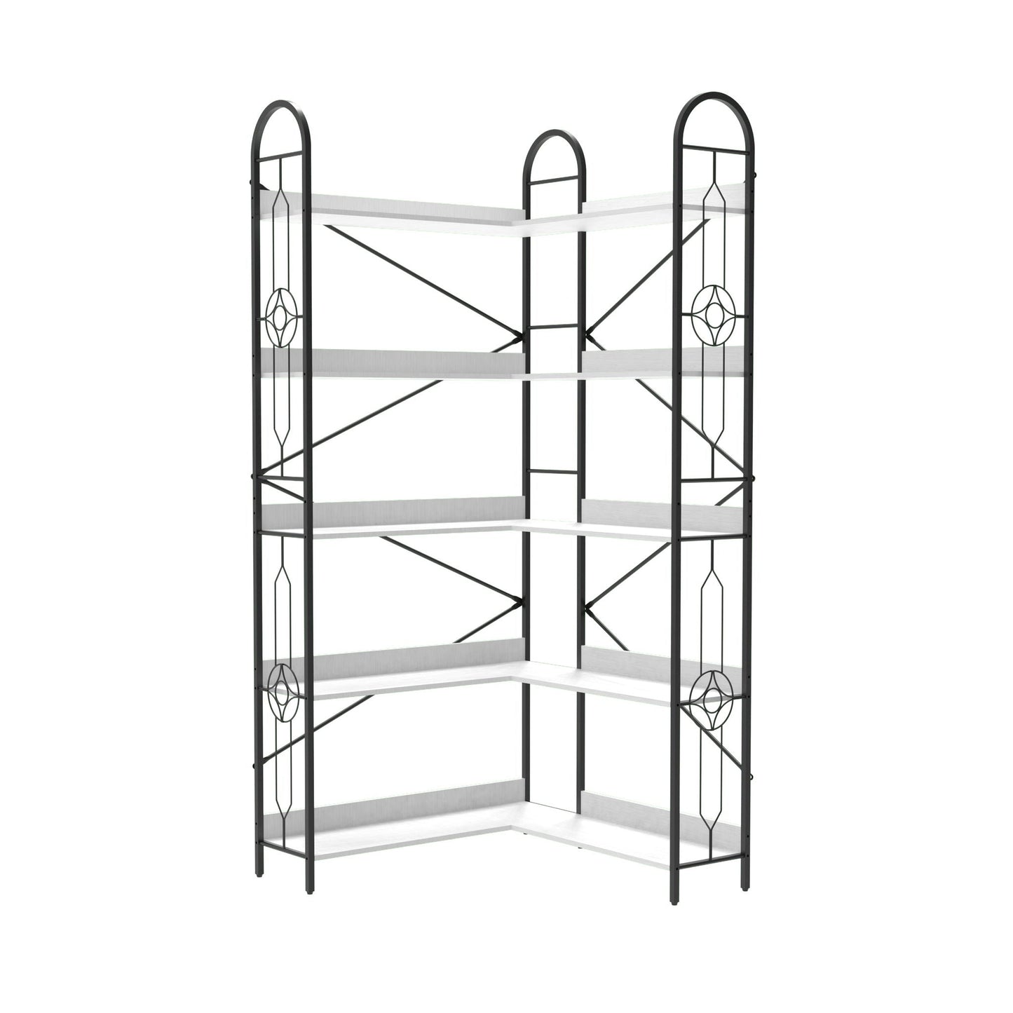 Industrial Style Corner Bookshelf With Thickened Iron Frame