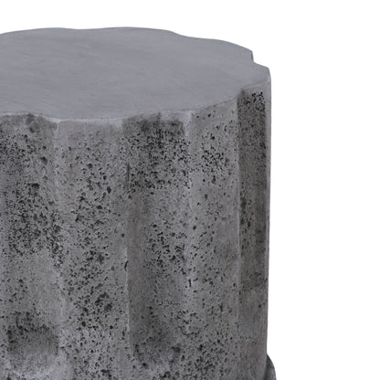 Outdoor End Table, Round Side Table For Patio And Garden - Antique Gray