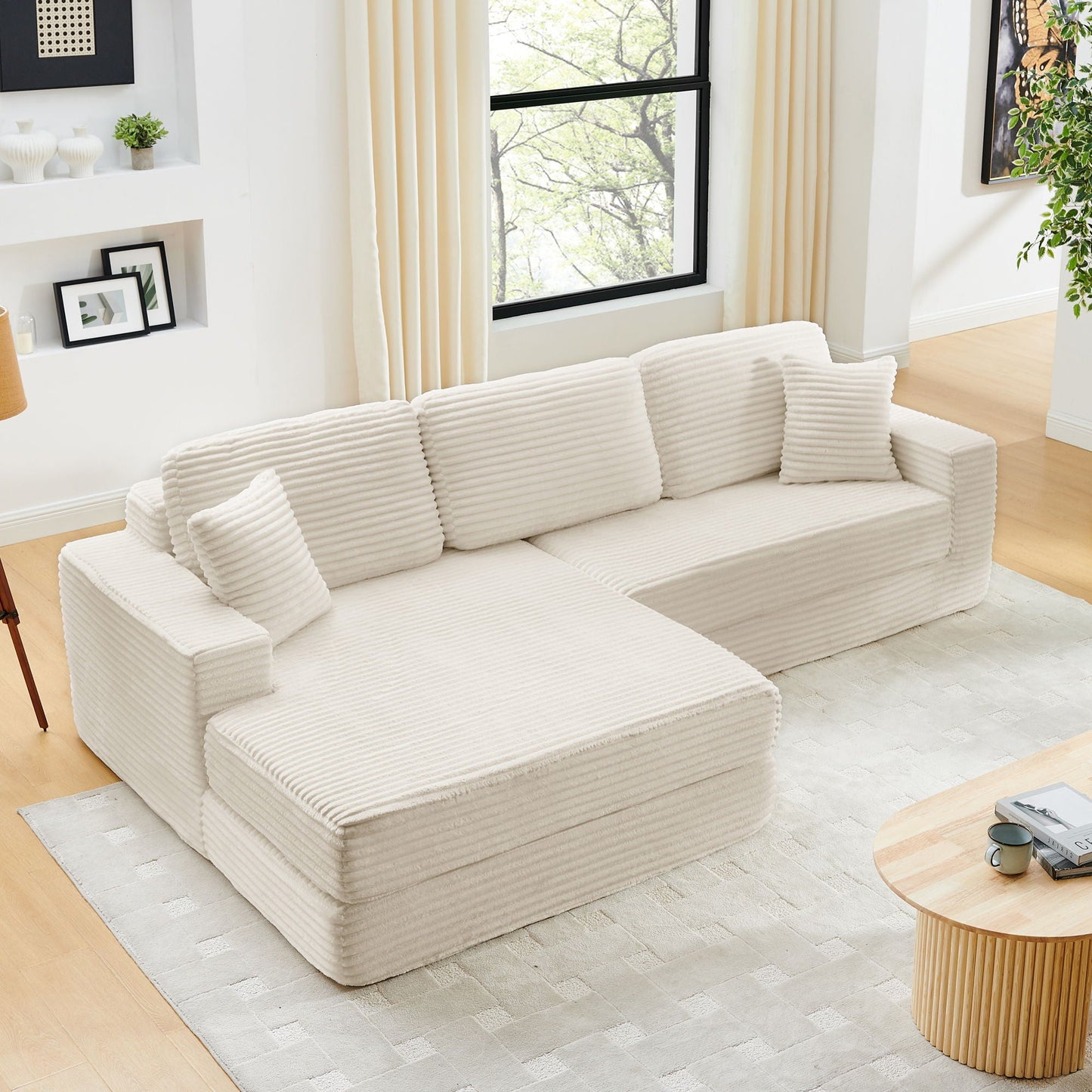 Modern Minimalist L Shape Modular Sectional Sofa, Couch