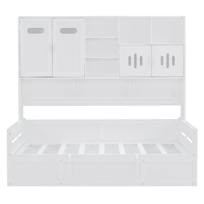 Daybed With All-In-One Cabinet And Shelf