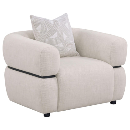 Jeanette 3-piece Fabric Upholstered Round Arm Sofa Set Beige