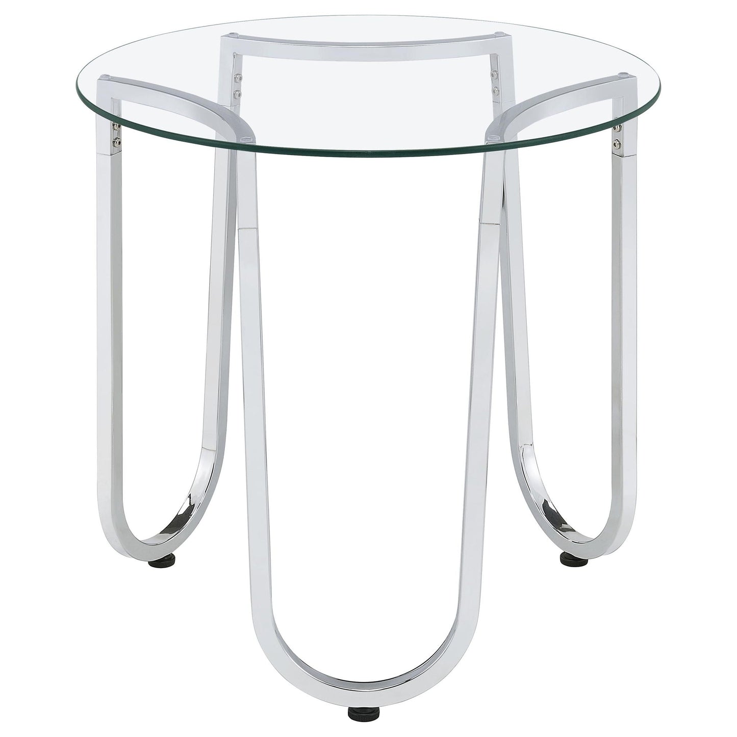 Beller Round Tempered Glass Top End Side Table Chrome