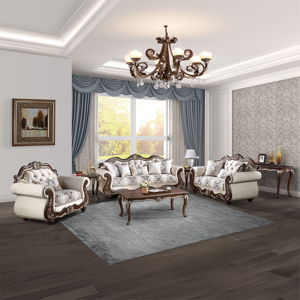 Pierce - Chair With Pillow - Beige Fabric & Cherry