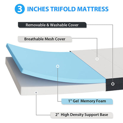 Hollyhock - 3" Twin Tri-Fold Memory Foam Topper