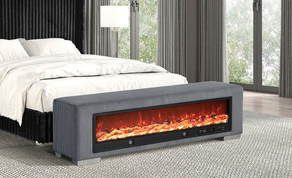Elnath - Bench w/ Visual Wood Log Fireplace