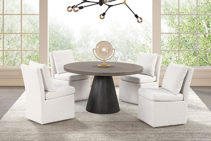 Broager - 5 Pc Dining Table Set (Light Gray Caster Chairs)