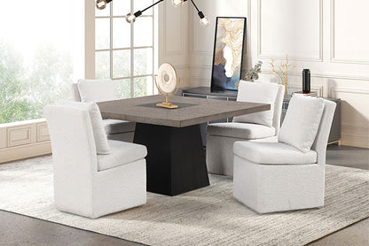 Broager - 5 Pc Dining Table Set (White Caster Chairs)
