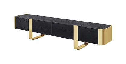 Leknes - TV Stand Black w/ Gold Frame