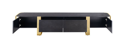 Leknes - TV Stand Black w/ Gold Frame