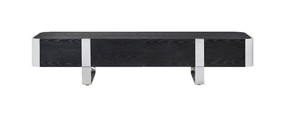 Leknes - TV Stand Black w/ Silver Frame