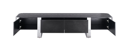 Leknes - TV Stand Black w/ Silver Frame